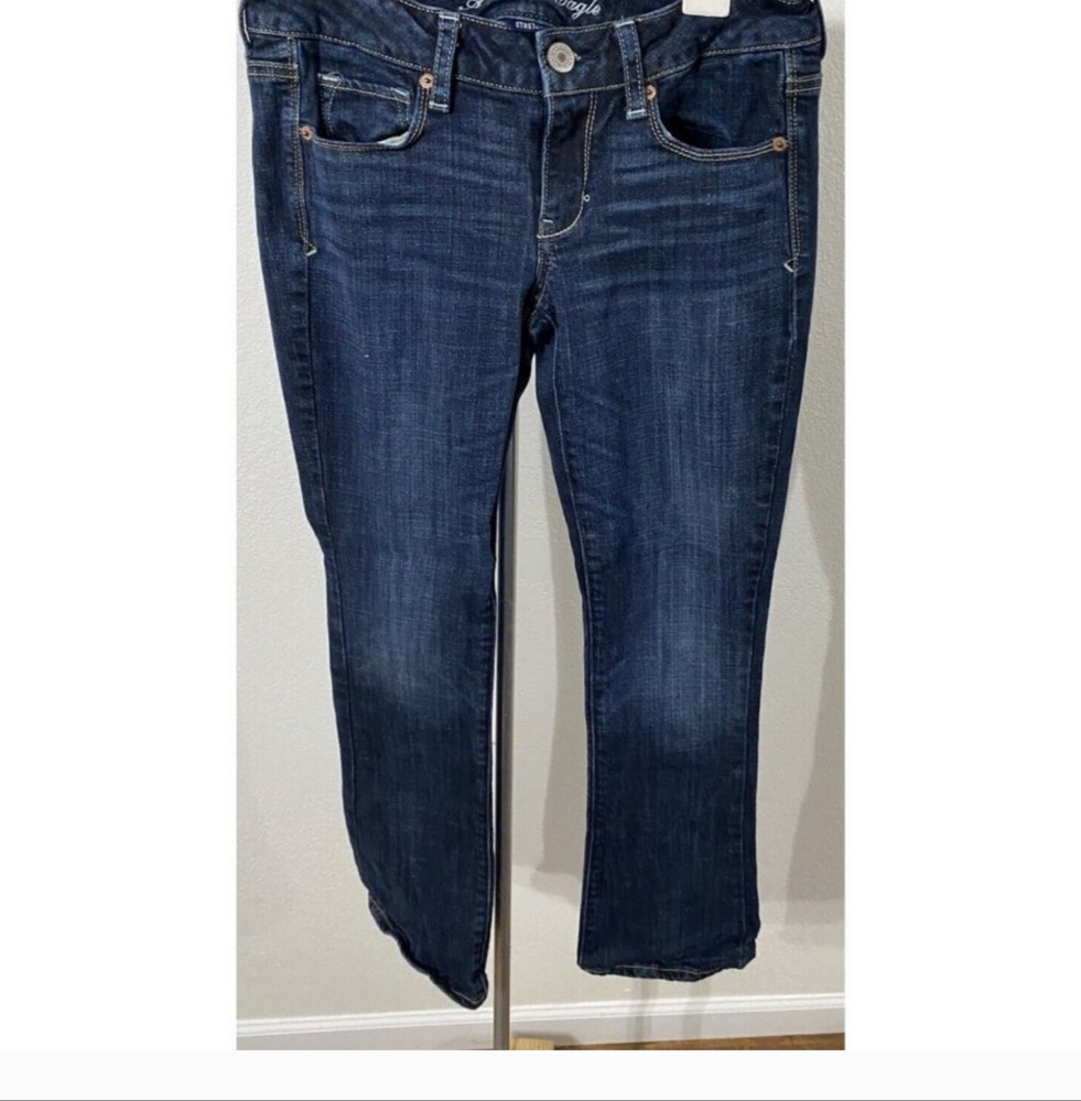 American Eagle Stretch Skinny Kick Size 8 Short Jeans  Dark Wash EUC - Picture 3 of 11